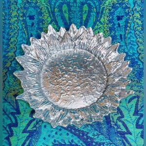 Vintage Golan Handmade Cast Metal Sunflower Trinket Dish